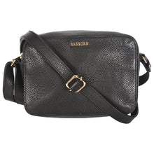 Load image into Gallery viewer, Sassora Genuine Leather Black Small Girls Sling Bag
