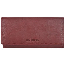 Load image into Gallery viewer, Sassora Genuine Leather Cherry Color RFID Ladies Purse (5 Card Slots)
