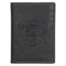 Load image into Gallery viewer, Sassora Genuine Leather RFID Aeroplane Embossed Pattern Large Notecase
