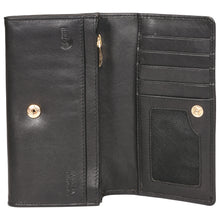 Load image into Gallery viewer, Sassora Genuine Leather Medium Black RFID Protected Women Purse