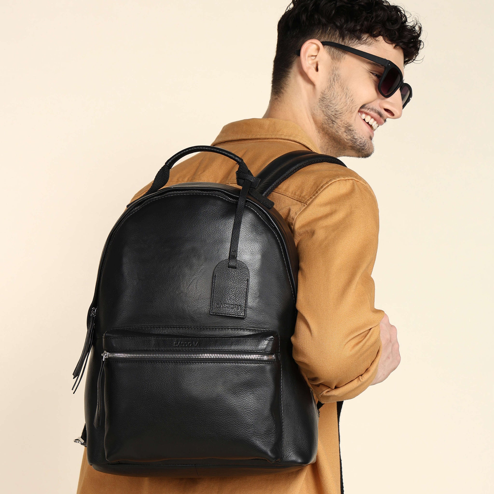 best leather backpack mens india Sassora Premium Leather Men's Daily Backpack