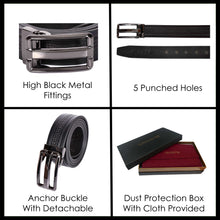 Load image into Gallery viewer, Sassora Stylish Genuine Leather Belt for Men – Designer Buckle, Embossed Detail, Gift-Ready Packaging
