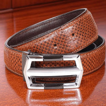 Load image into Gallery viewer, Sassora Premium Genuine Leather Belt with Detachable Anchor Buckle &amp; Checkered Embossed Design
