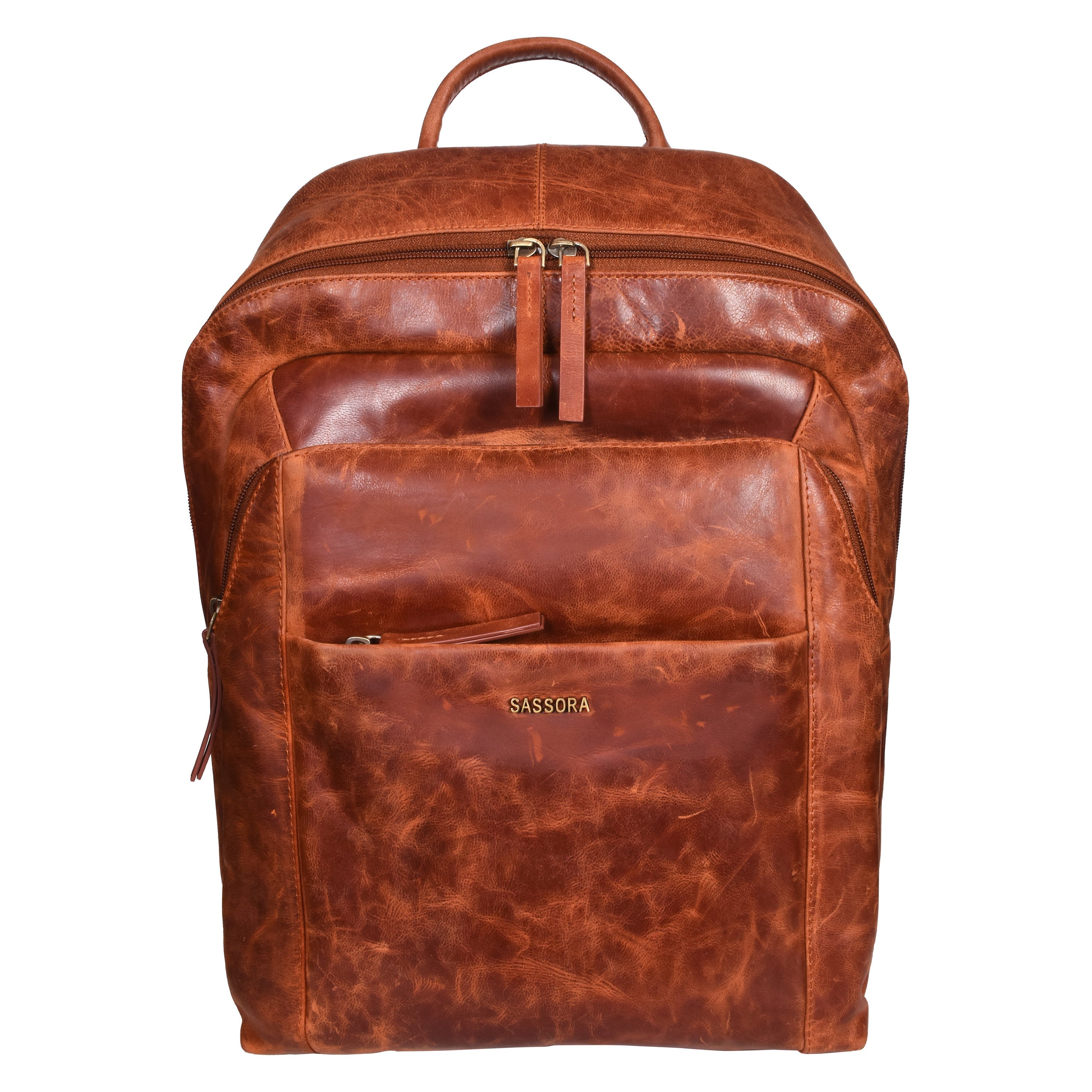 SAS Rustic Brown Leather Backpack Rustic Leather Backpack Rucksack, Brown and Charcoal Gray  main image 4