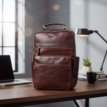 Load image into Gallery viewer, Sassora Premium Genuine Leather Multi-Pocket Travel Backpack For Men's