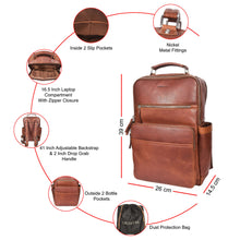 Load image into Gallery viewer, Sassora Premium Leather 16.5 Inch Laptop Backpack For Men
