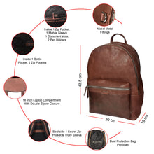 Load image into Gallery viewer, Sassora Premium Leather 16" Laptop Backpack for Men's