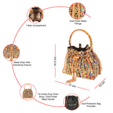 Load image into Gallery viewer, SASSORA Embellished Multicolor Bucket Bag for Women Party &amp; Festive Handbag
