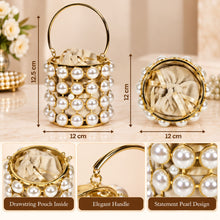 Load image into Gallery viewer, Sassora Gold Pearl Cage Bucket Bag with Drawstring Pouch &amp; Detachable Chain