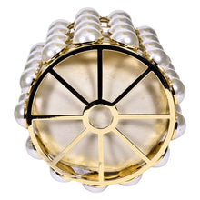 Load image into Gallery viewer, Sassora Gold Pearl Cage Bucket Bag with Drawstring Pouch &amp; Detachable Chain