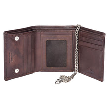 Load image into Gallery viewer, Sassora Premium Leather RFID Trifold Small Biker's Wallet