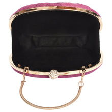 Load image into Gallery viewer, Sassora Pure Leather With Gold Polish Metal Frame Party Clutch
