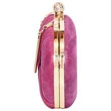 Load image into Gallery viewer, Sassora Pure Leather With Gold Polish Metal Frame Party Clutch
