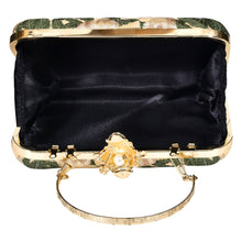 Load image into Gallery viewer, Sassora Floral Embroidered Frame Clutch with Metal Ring Handle &amp; Detachable Chain Strap