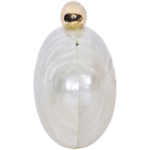 Load image into Gallery viewer, Sassora Pearl Oval Acrylic Clutch with Gold Pebble Clasp &amp; Detachable Chain