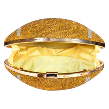 Load image into Gallery viewer, Sassora Women Crystal Rhinestone Rugby Oval Frame Clutch Bag with Detachable Chain Strap
