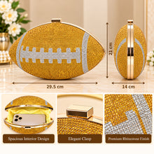 Load image into Gallery viewer, Sassora Women Crystal Rhinestone Rugby Oval Frame Clutch Bag with Detachable Chain Strap