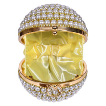 Load image into Gallery viewer, Sassora Pearl Sphere Rhinestone Clutch with Bead Handle &amp; Detachable Chain