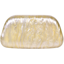 Load image into Gallery viewer, Sassora Premium Pearl Finish Acrylic Clutch with Sculpted Gold Handle &amp; Detachable Chain