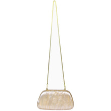 Load image into Gallery viewer, Sassora Premium Pearl Finish Acrylic Clutch with Sculpted Gold Handle &amp; Detachable Chain