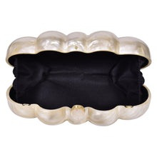 Load image into Gallery viewer, Sassora Pearl Cloud Fluted Acrylic Clutch for Women's with Detachable Gold Chain