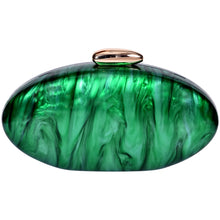 Load image into Gallery viewer, Sassora Marble Print Oval Acrylic Frame Clutch for Women with Detachable Chain Strap