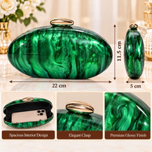 Load image into Gallery viewer, Sassora Marble Print Oval Acrylic Frame Clutch for Women with Detachable Chain Strap