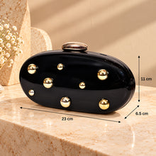Load image into Gallery viewer, Sassora Acrylic Studded Frame Clutch with Detachable Chain Strap