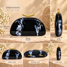 Load image into Gallery viewer, Sassora Marble Print Acrylic Frame Clutch Bag with Detachable Chain Strap