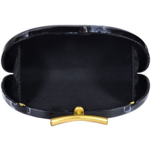 Load image into Gallery viewer, Sassora Marble Print Acrylic Frame Clutch Bag with Detachable Chain Strap