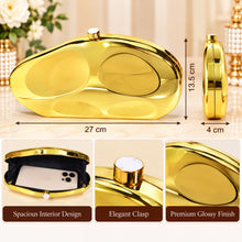 Load image into Gallery viewer, Sassora Sculpted Metallic Acrylic Frame Clutch for Women with Detachable Chain