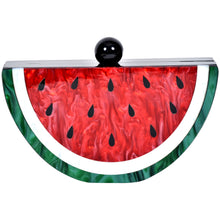 Load image into Gallery viewer, Sassora Watermelon Slice Acrylic Frame Clutch with Detachable Chain