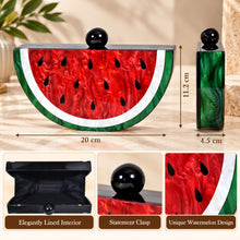 Load image into Gallery viewer, Sassora Watermelon Slice Acrylic Frame Clutch with Detachable Chain