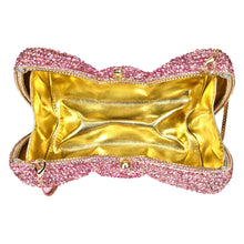 Load image into Gallery viewer, Sassora Crystal Rhinestone Bow Frame Clutch for Women with Detachable Chain Strap