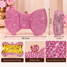 Load image into Gallery viewer, Sassora Crystal Rhinestone Bow Frame Clutch for Women with Detachable Chain Strap