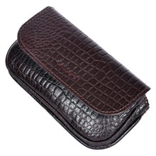 Load image into Gallery viewer, Sassora Rosa Women’s Textured Leather Coin &amp; Key Pouch with Zipper – Dark Brown
