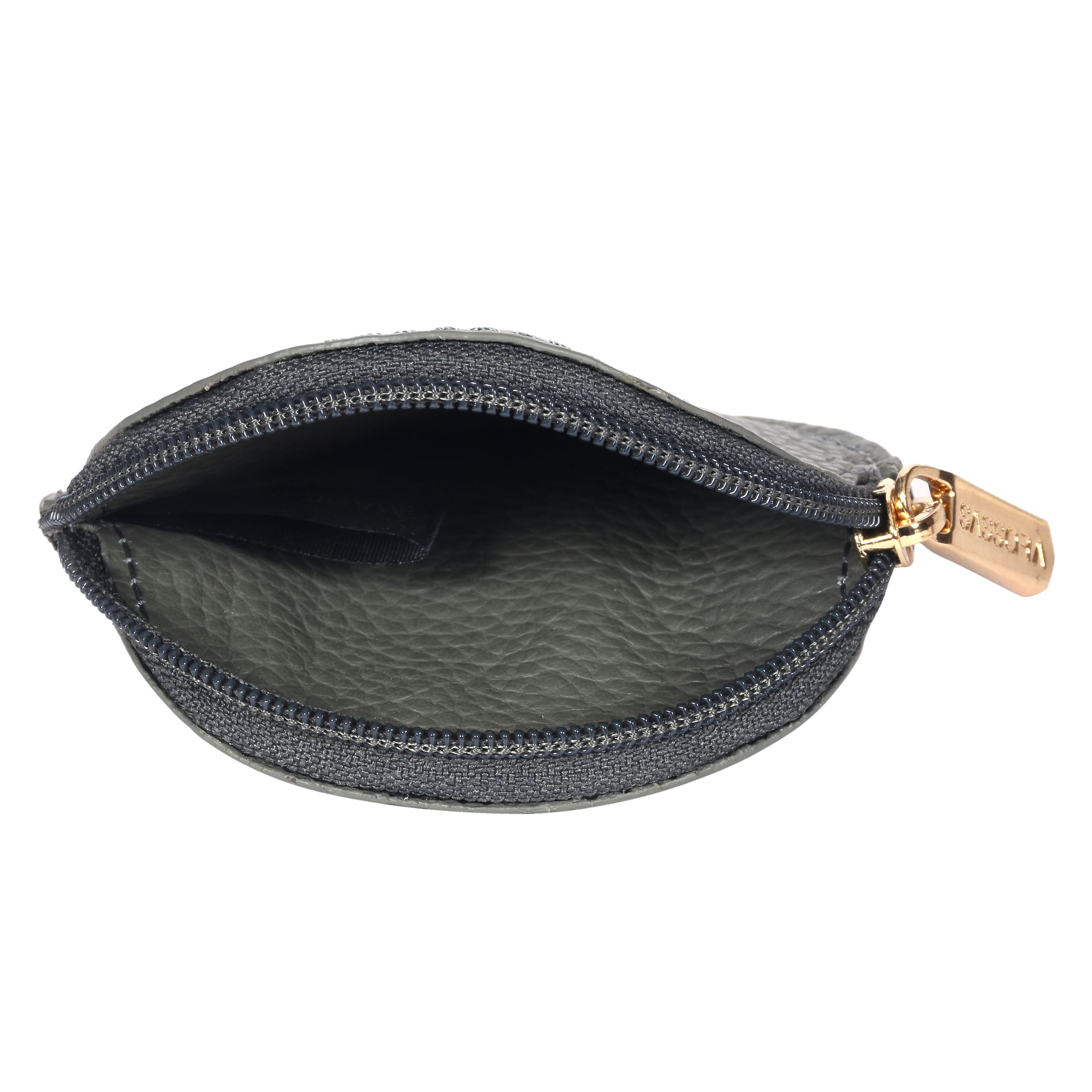 Sassora Genuine Leather Coin Pouch with Zipper Closure