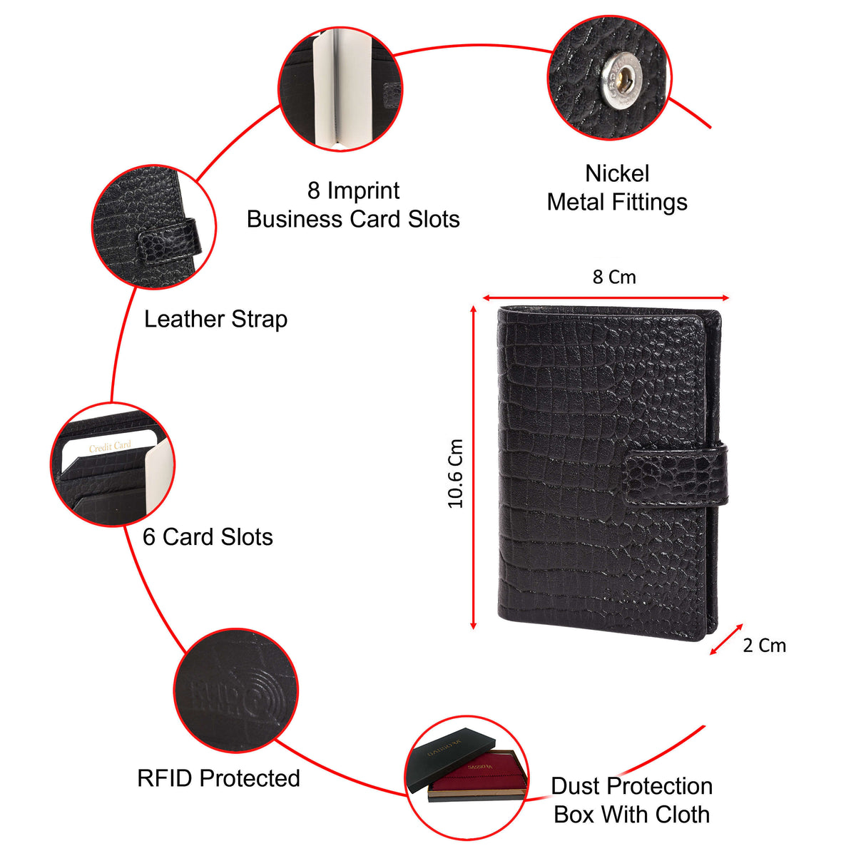 Sassora Premium Leather Unisex Snap Closure RFID Card Wallet