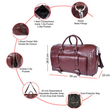 Load image into Gallery viewer, SASSORA Genuine Leather with Shoe Compartment Travel Duffle Bag