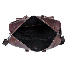Load image into Gallery viewer, SASSORA Genuine Leather Travel Duffle Bag with Shoe Compartment