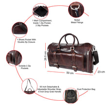 Load image into Gallery viewer, SASSORA Genuine Leather Travel Duffle Bag with Shoe Compartment