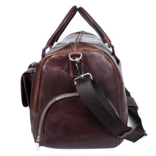 Load image into Gallery viewer, SASSORA Genuine Leather Travel Duffle Bag with Shoe Compartment