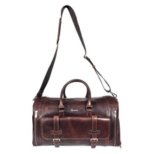 Load image into Gallery viewer, SASSORA Genuine Leather Travel Duffle Bag with Shoe Compartment