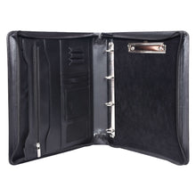 Load image into Gallery viewer, Sassora Premium Genuine Leather File Folder Organizer – Unisex Travel Document Holder with Ring Binder &amp; Exam Clip

