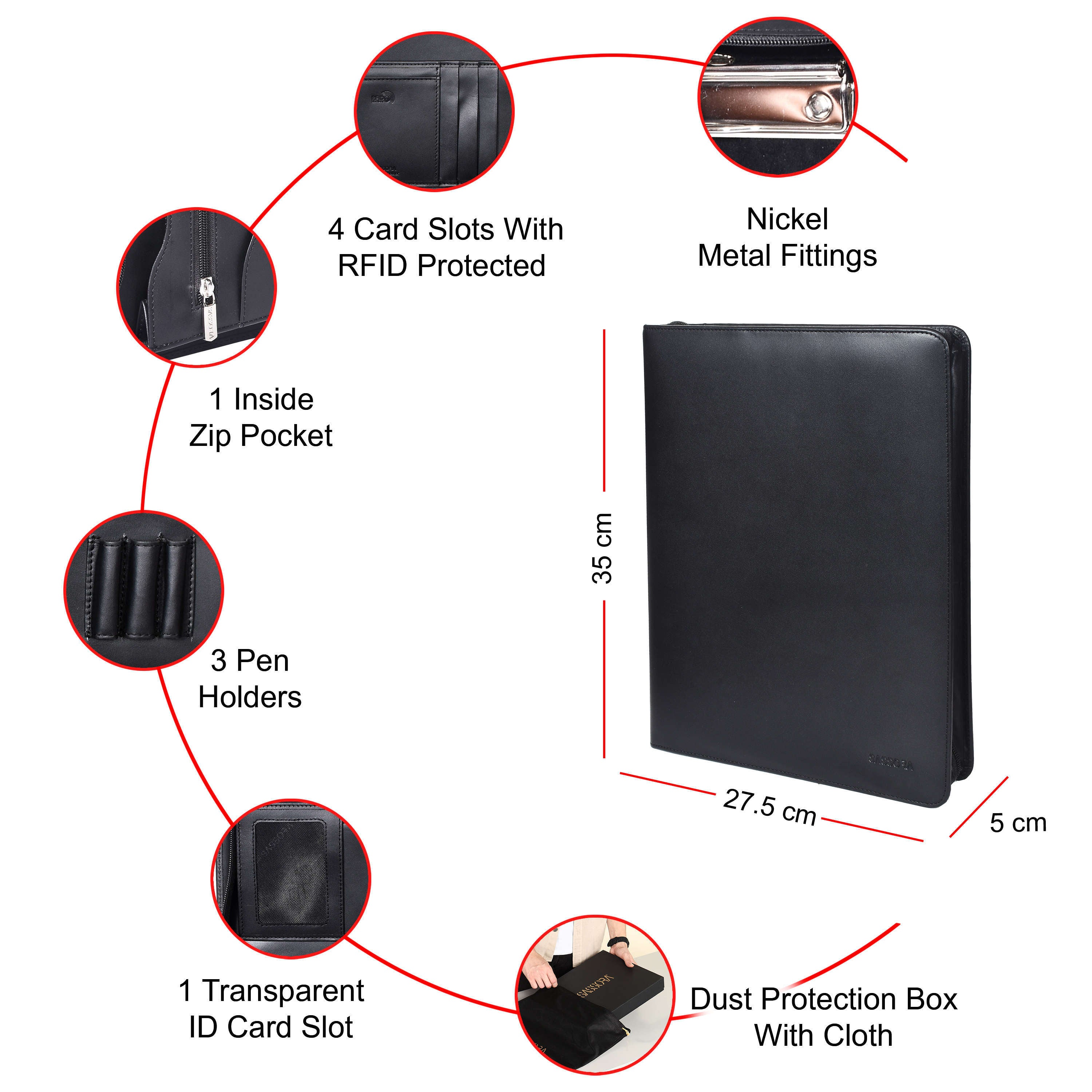 Sassora Leather File Folder Organizer – A4, Travel & Office Use