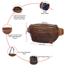 Load image into Gallery viewer, SASSORA Premium Genuine Leather Fanny Pack / Travel Waist Bag for Men &amp; Women