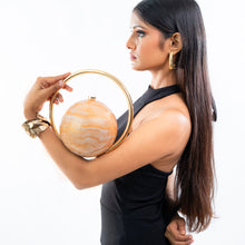 Load image into Gallery viewer, Sassora Women Spherical Acrylic Globe Handbag with Circular Gold Ring Handle