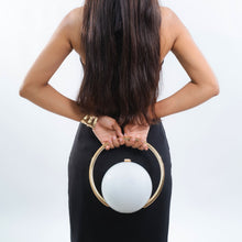 Load image into Gallery viewer, Sassora Women Spherical Acrylic Globe Handbag with Circular Gold Ring Handle
