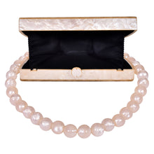 Load image into Gallery viewer, Sassora Half-Moon Acrylic Handbag for Women with Pearl Bead Handle &amp; Detachable Chain