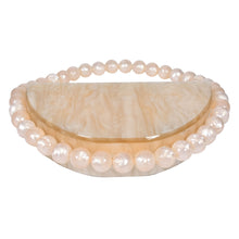 Load image into Gallery viewer, Sassora Half-Moon Acrylic Handbag for Women with Pearl Bead Handle &amp; Detachable Chain